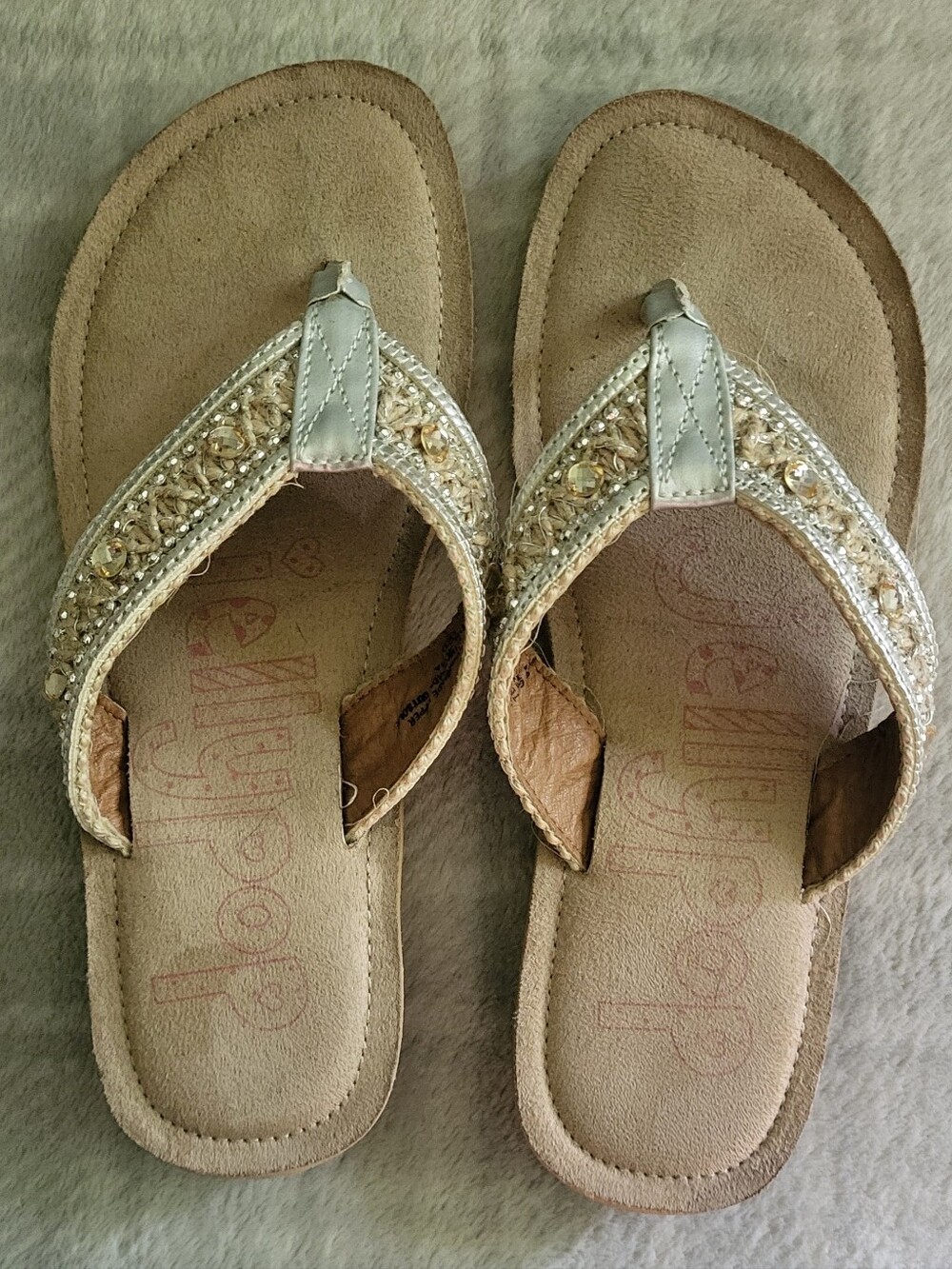 Sparkle Embellished Women's Sandals in Champagne Sz 6 Jellypop